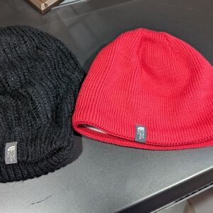 The North Face Black and Red Winter Beanies